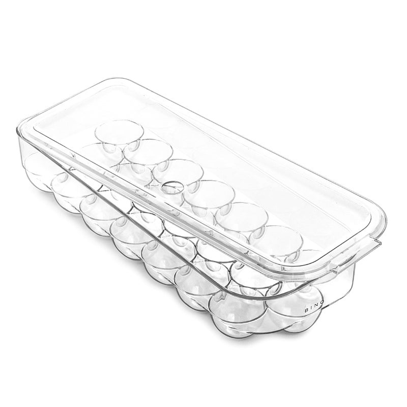 BINO Plastic Egg Container for Refrigerator - Clear, 21 Count, Sturdy, Durable - Image 1